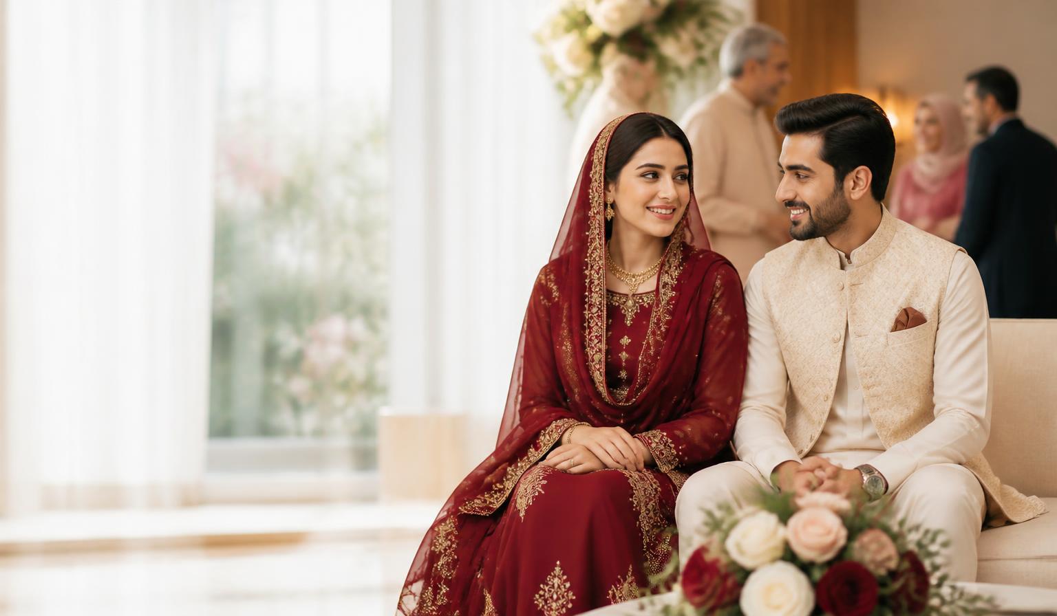 Families celebrating an engagement
